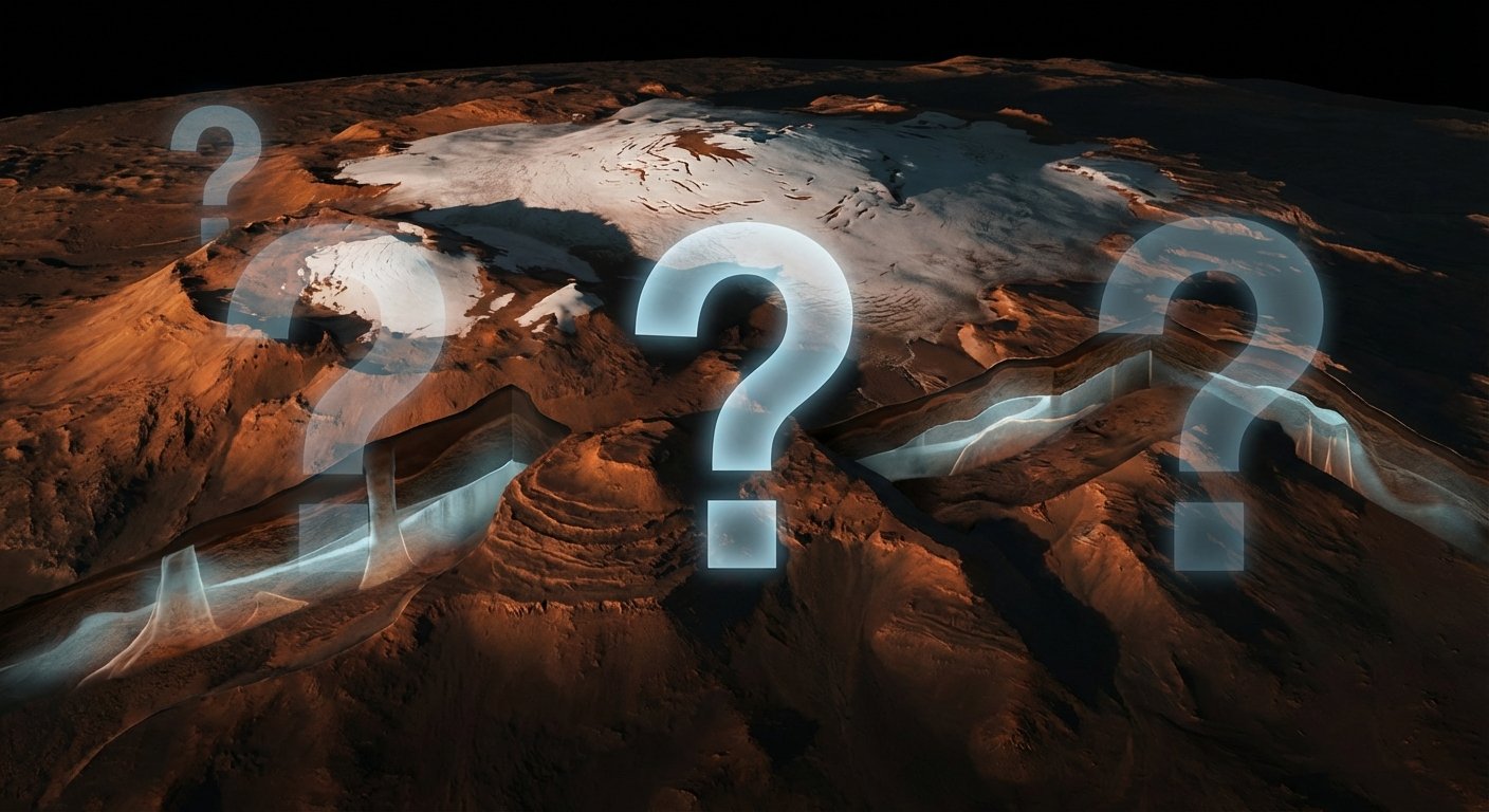 Mars surface with question marks