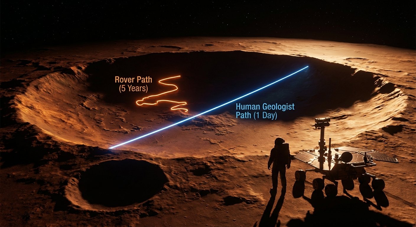 Rover vs human geologist comparison