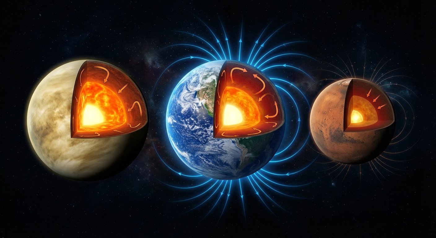 Venus, Earth, Mars comparison
