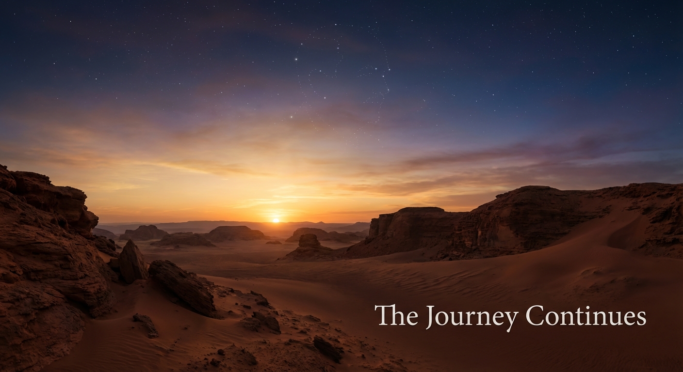 Mars sunset with rover silhouette