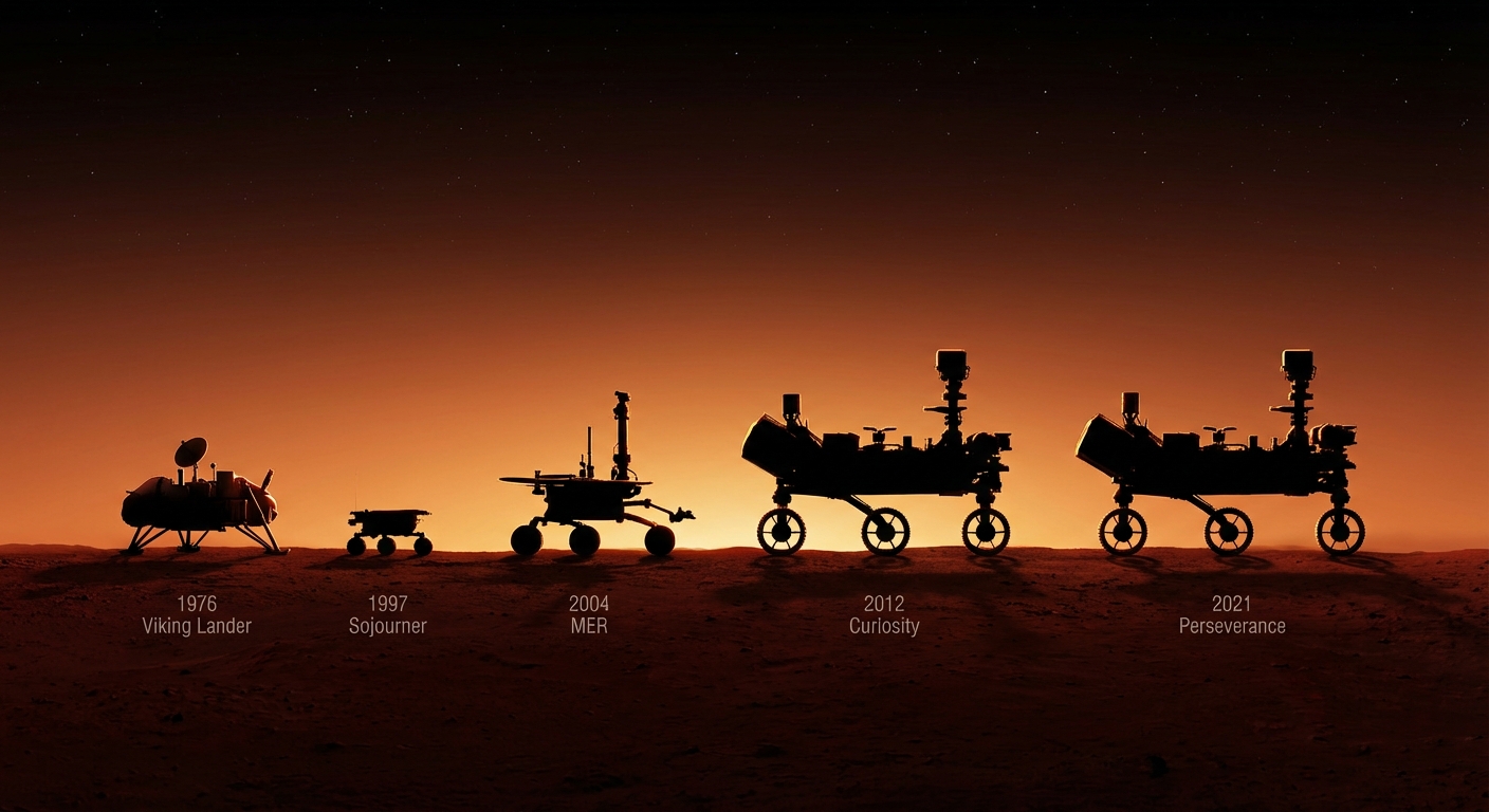 Mars missions timeline infographic