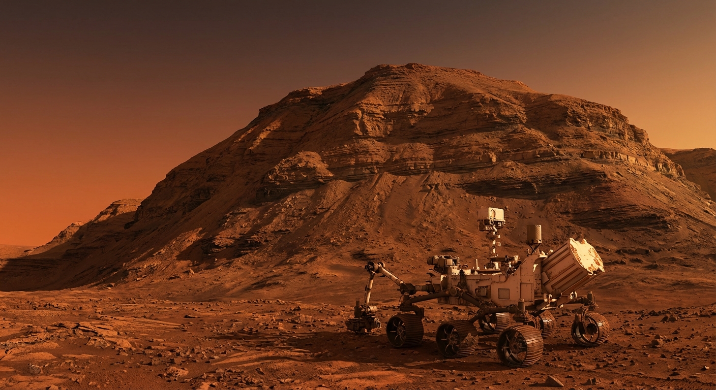 Curiosity rover with Mount Sharp